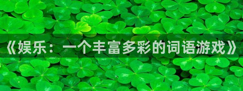 新城平台登录：《娱乐：一个丰富多彩的词语游戏》